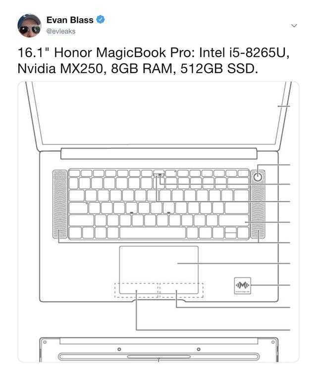 大号MateBook？荣耀笔记本曝光：16.1英寸、i5处理器和MX250显卡